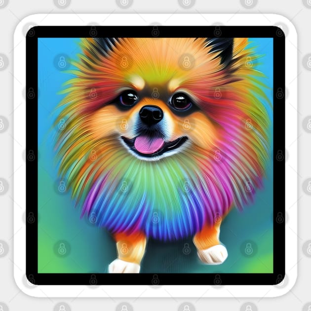Pomeranian Dog Rainbow Painting Pomeranian Sticker TeePublic